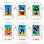 Playera Blanca Sublimada Lotería Mexicana | 53 Diseños Disponibles