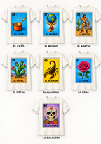 Playera Blanca Sublimada Lotería Mexicana | 53 Diseños Disponibles