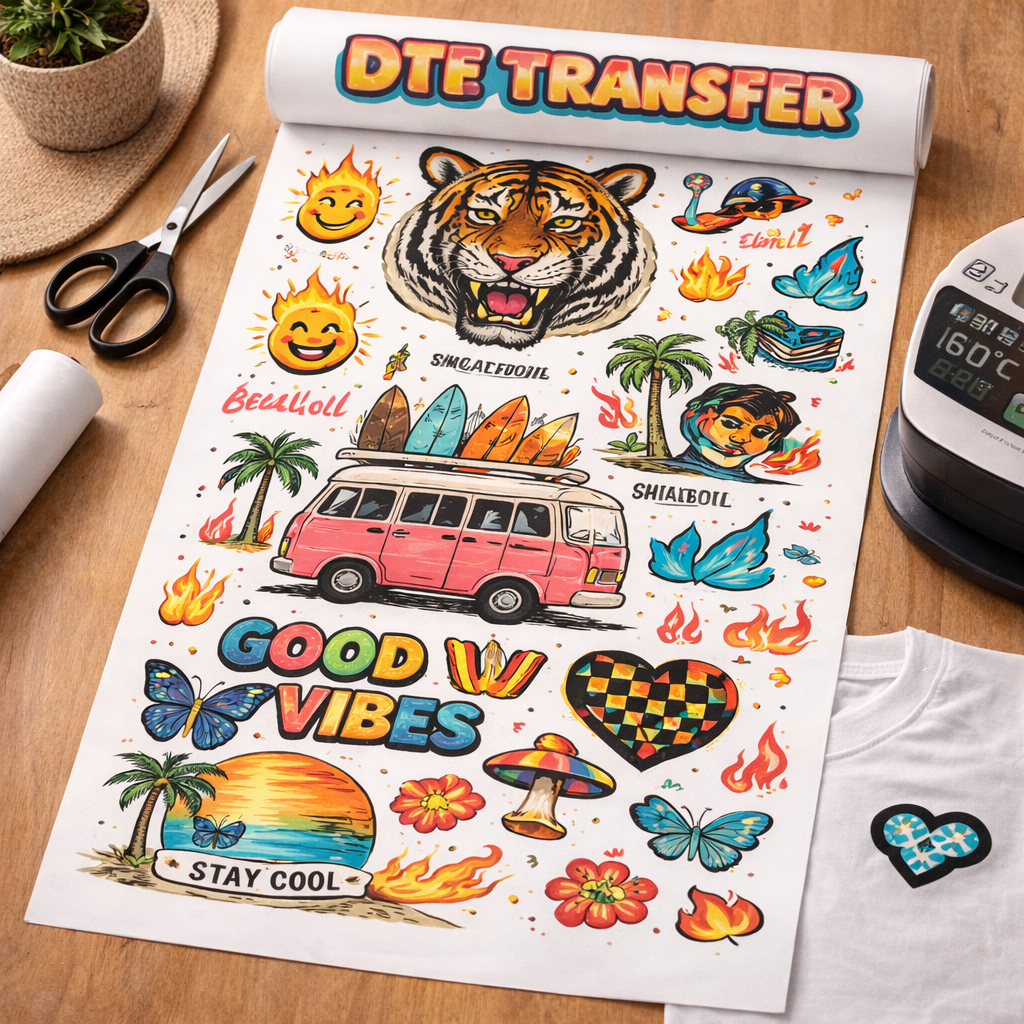 Lienzo DTF para Planchar (30x100 cm) | Diseños Listos para Aplicar en Casa